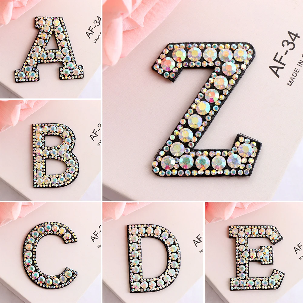 A-Z, 1 шт., стразы, Английский алфавит, буквы, аппликация, 3D, железная нашивка для одежды, значок, обувь, одежда, нашивки с вышивкой