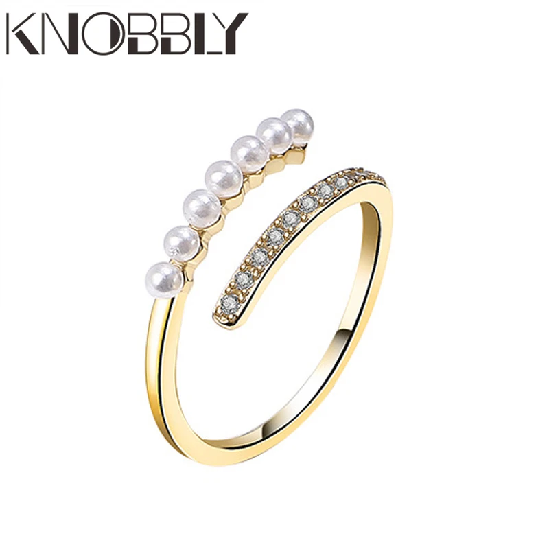 Женское классическое кольцо из серебра 925 пробы с цирконом и жемчугом | Украшения