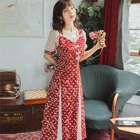 cheongsam dress 2021 summer new chinese style young girl retro red french cheongsam dress