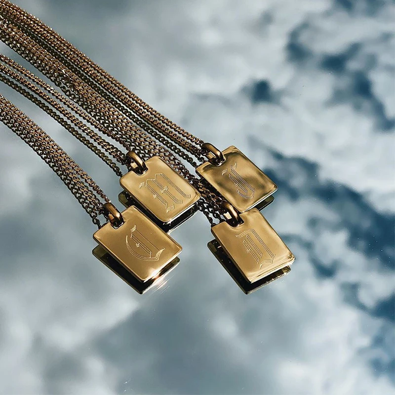

Initial necklace For women gold stainless steel Necklace Old English Font letter necklace gift for best friend Bijoux Femme 2020