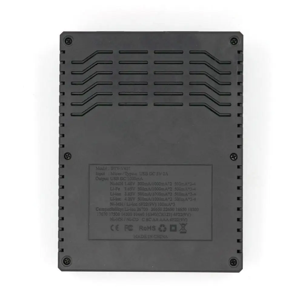 Зарядное устройство BTY 407 Li Ion fe Ni MH CD умное быстрое зарядное для 18650 26650 6F22 9V AA AAA 16340