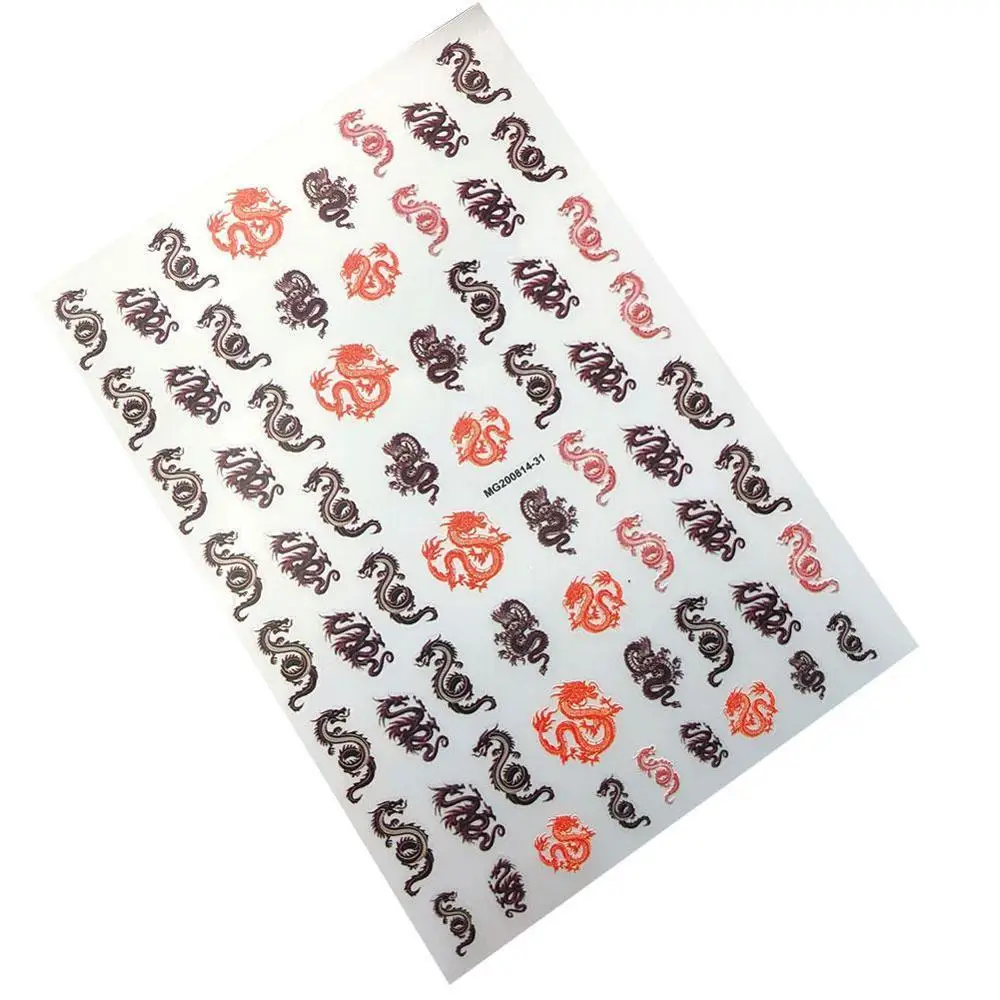 Новое поступление 3D наклейки для ногтей красный черный дракон дизайнерские
