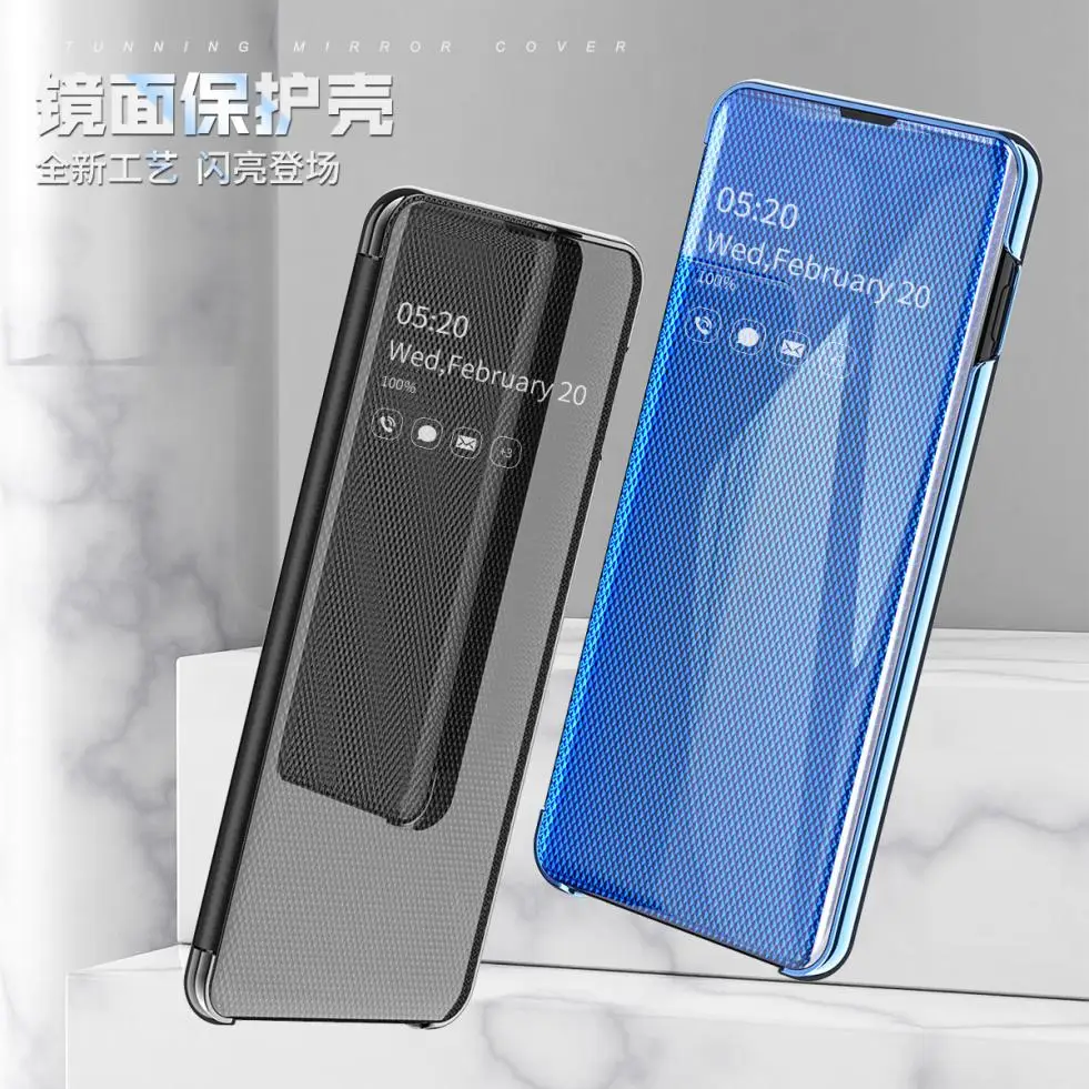 Для samsung Galaxy S10 S9 S8 Note 10 Plus S7 Edge s10e оригинальный зеркальный Флип Тонкий Модный умный