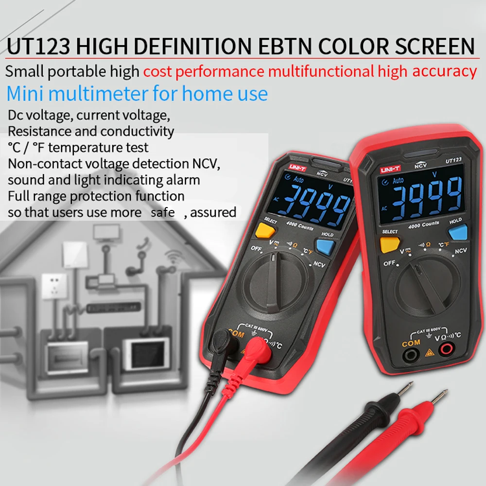 Uni-t UT123 цифровой цветной экран мини высокой точности Многофункциональный мультиметр для домашнего и промышленного использования