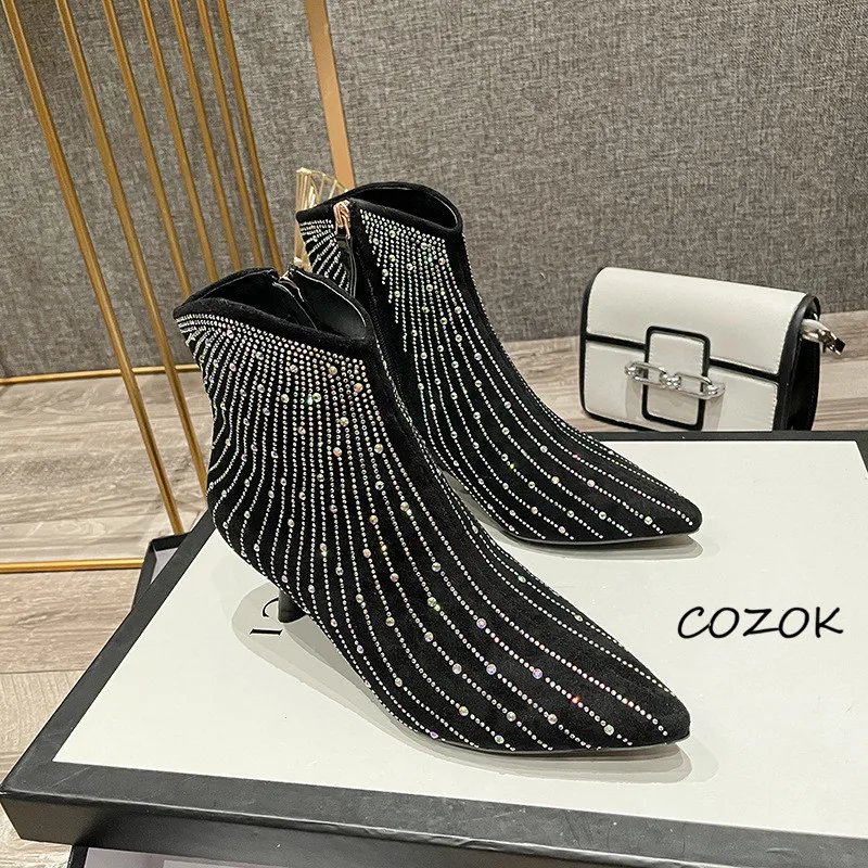 

Crystal Luxury Party Ankle Boots for Women Winter Women Shoes Sexy Casual Heels Boots for Women