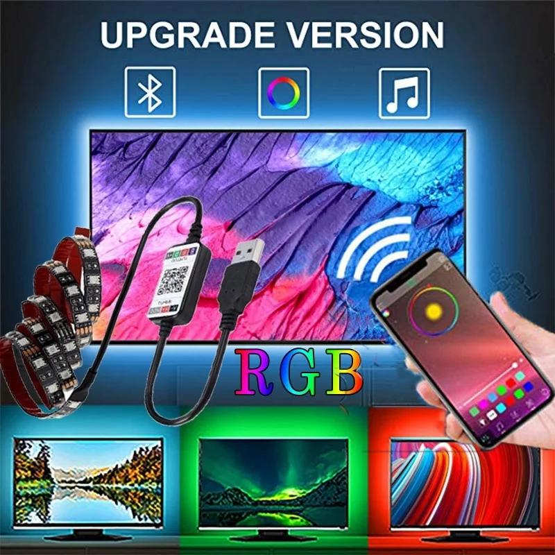 0 5/1/2 м RGB USB СВЕТОДИОДНЫЙ светильник для мобильного телефона с Bluetooth контроллером