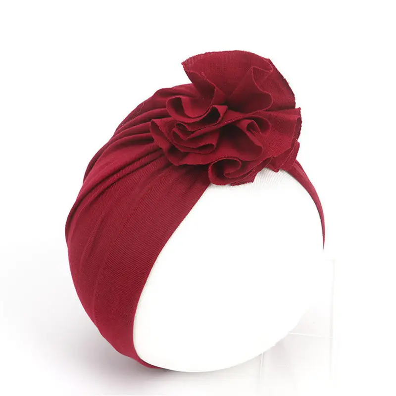 wine red Ruoshui 16 цветов детские шапки в цветочек Детские Тюрбан Хлопок Детские эластичные резинки для волос вязаная шапочка для новорожденного аксессуары для волос Тиара - Цвет: wine red