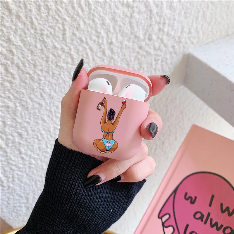 Чехол для телефона Kash Afro Black Girl чехол наушников Airpods 2 1 Мягкий матовый ТПУ розовый |