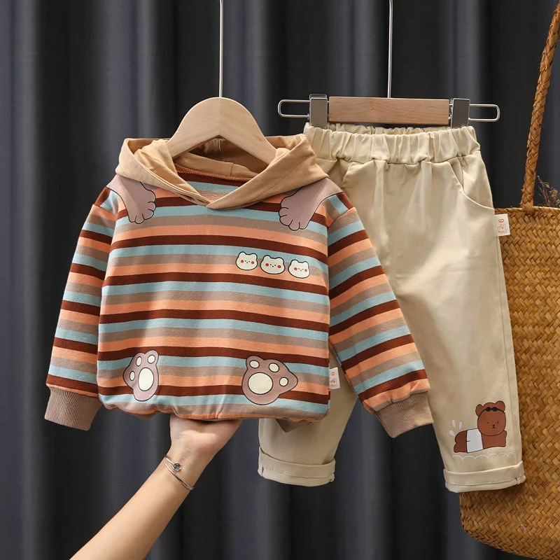 

Spring Autumn Clothes Cotton Children Baby Boys Casual Strips Hoodies Jeans 2pcs/set Infant Outfit Kids Sport Toddler Tracksuit