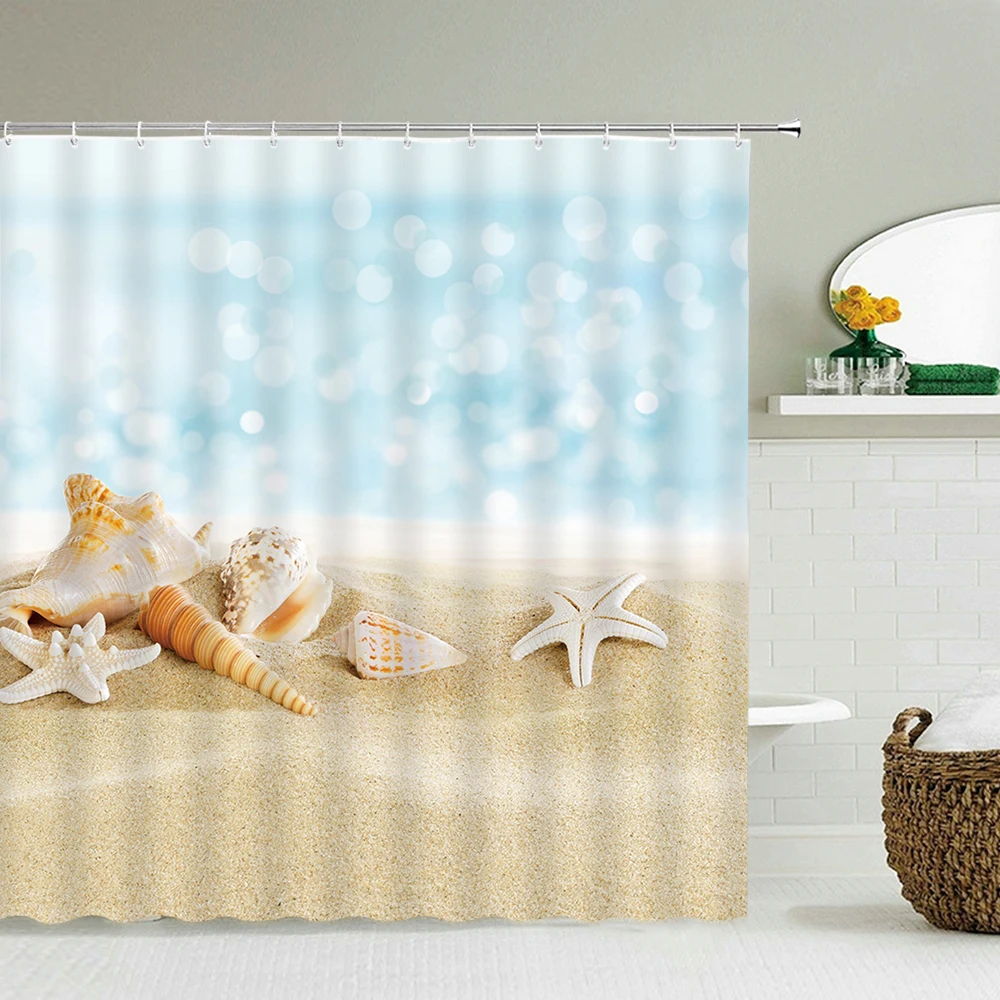 

Водонепроницаемая штора для душа с изображением морских пальм