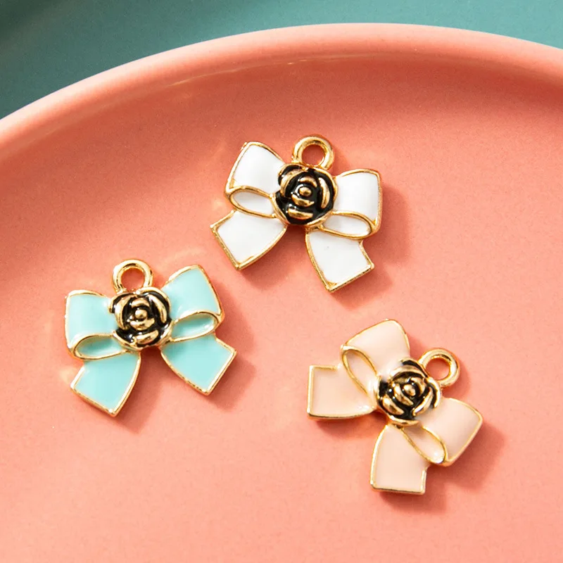 

10Pcs Enamel Gold Color Butterfly Bow Charm Pendant for Jewelry DIY Making Bracelet Women Necklace Earrings Accessories Findings