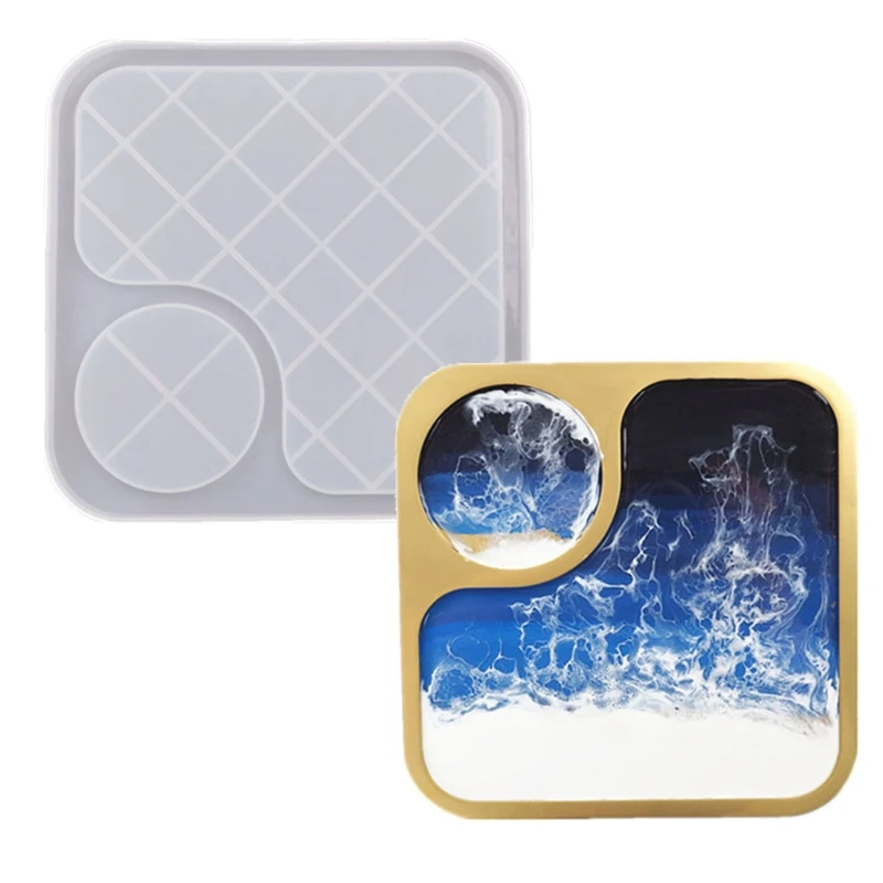 

Breakfast Tray Epoxy Resin Mold Cup Mat Mug Pad Silicone Mould DIY Crafts Serving Plate Board Home Decortaion Casting