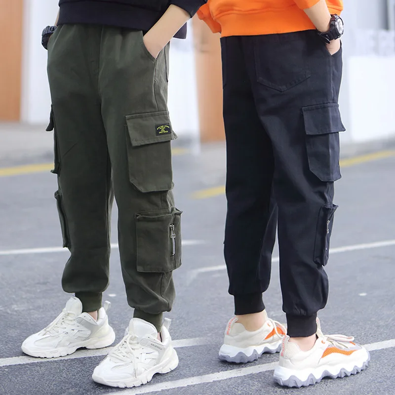 

Boys' Fleece-Lined Trousers Autumn and Winter New Winter Clothes Medium and Large Children's Overalls Thickened Winter