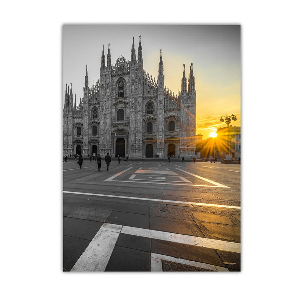 Скандинавский стиль черная Белая Башня уличная лампа Картина на холсте