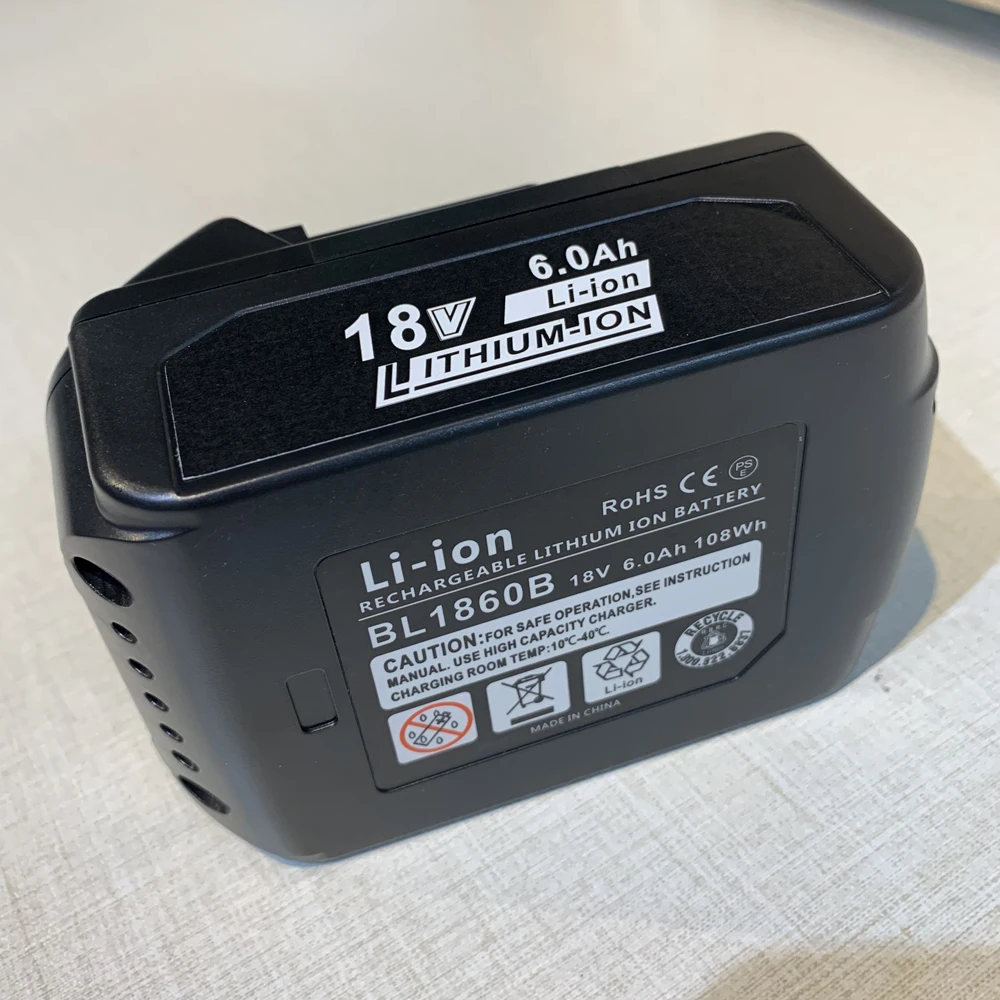 

Ockered 2Pcs/Lot 18V 6000mAh Li-ion Replacement Battery 6.0A For Makita BL1860B BL1860 BL1850 Rechargeable Power Tools Battery