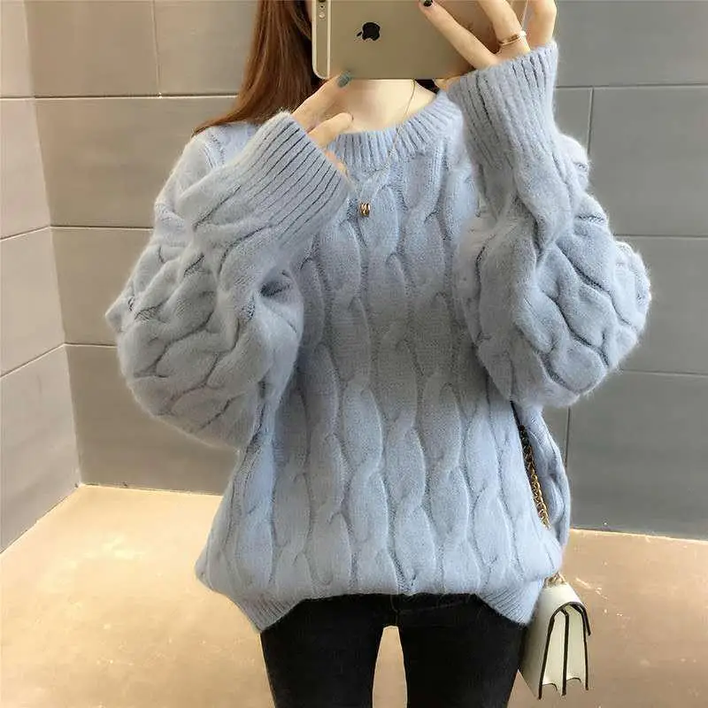 Модный свитер для женщин сезон осень-зима 2019 Модные свободные женские вязаные
