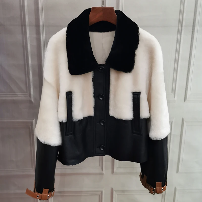 

Зимние модные пальто, женская куртка из натуральной овечьей кожи, куртка из натурального мериноса и меха ягненка, Женская Роскошная верхняя...