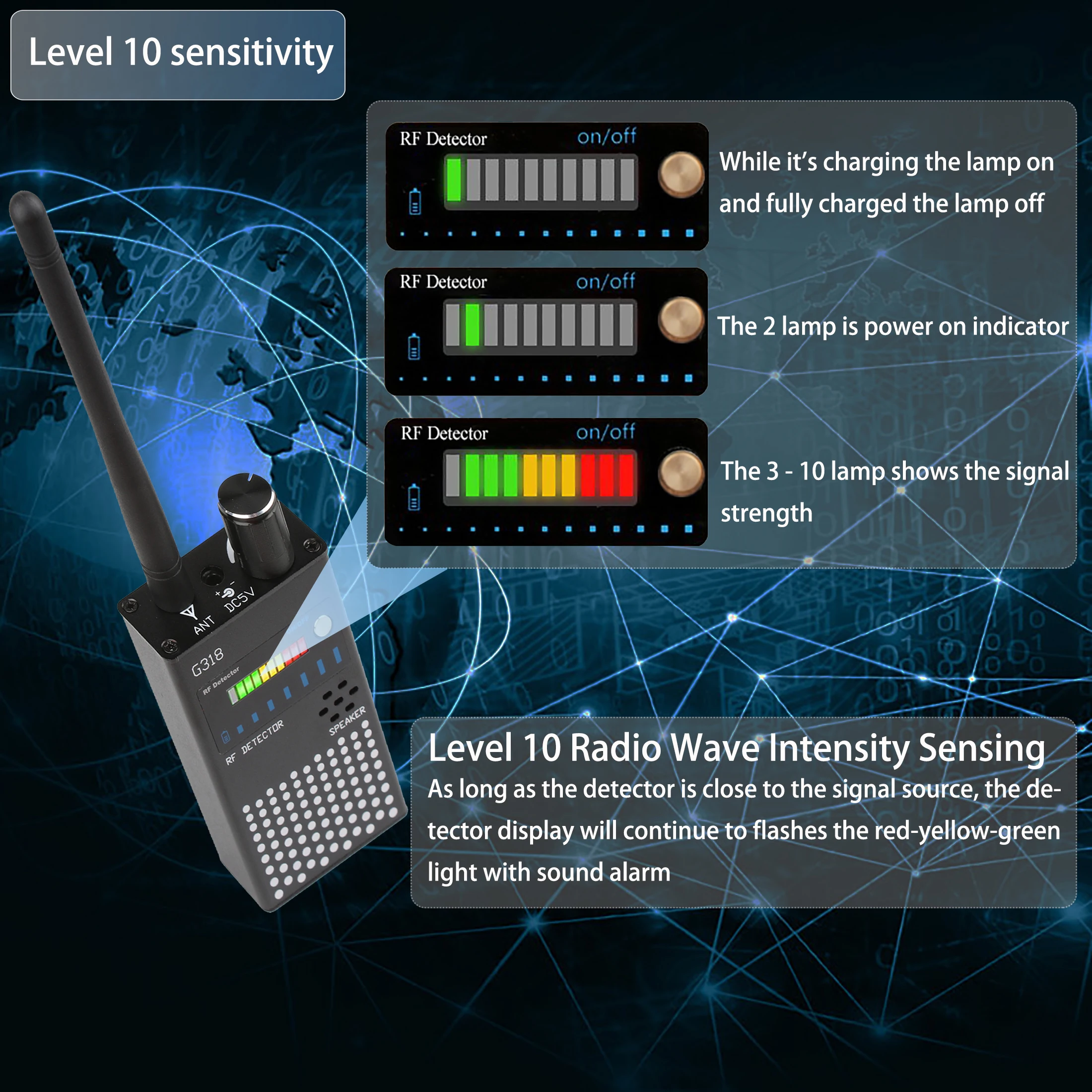 

Anti Wireless Camera Detector GPS Rf Mobile Phone Signal Detector Device Tracer Finder 2G 3G 4G Bug Finder Radio Detection