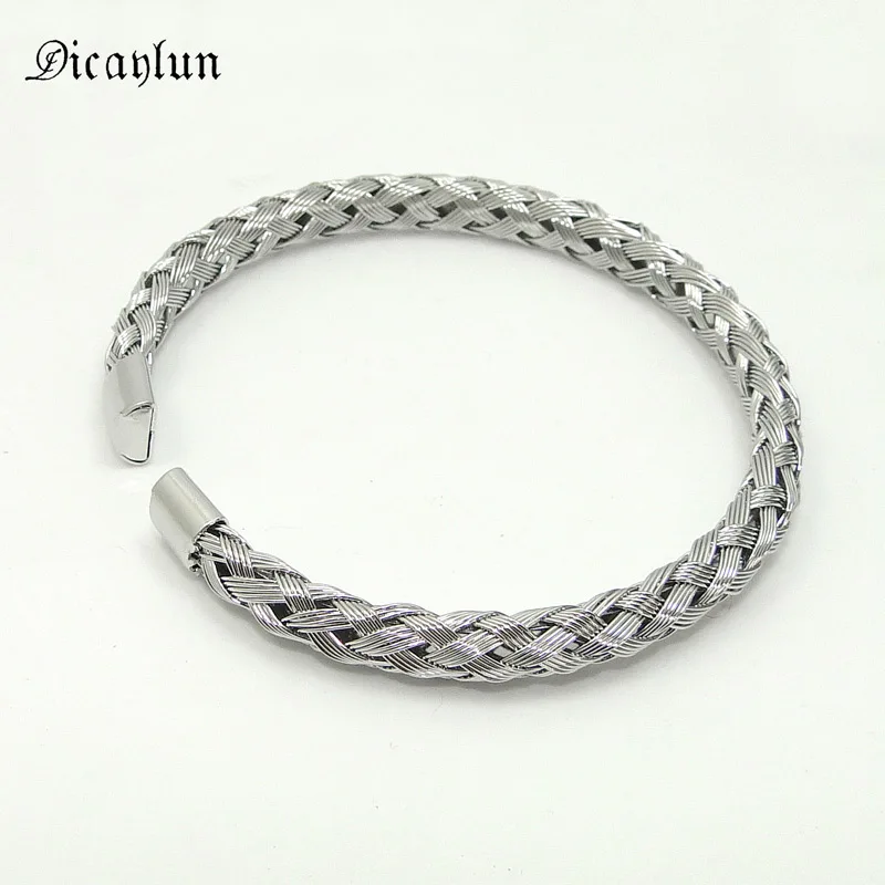 Мужской плетеный браслет DICAYLUN из нержавеющей стали с регулируемой проволокой