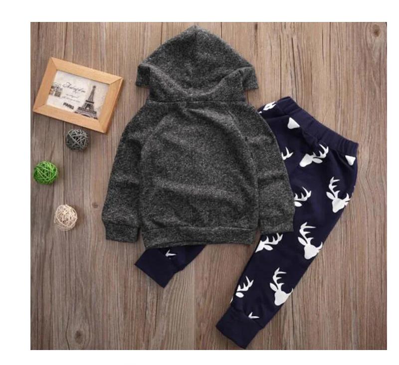 Baby Boys Girls Clothes Set Warm Outfits Deer Tops Hoodie Top+ Pant Leggings Cute Animals Kids Baby Clothing