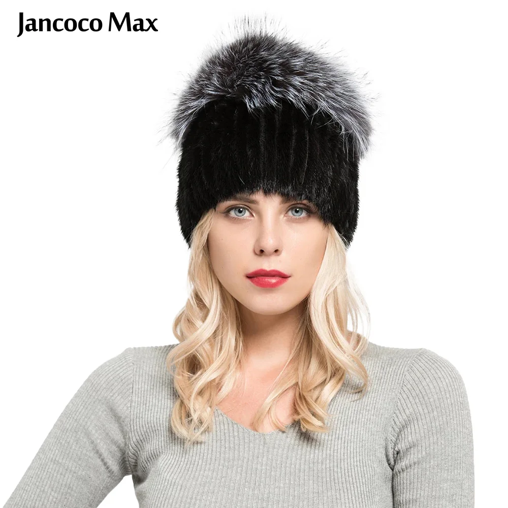Jancoco Max Новое поступление настоящие норковые меховые шапки бини из меха черно