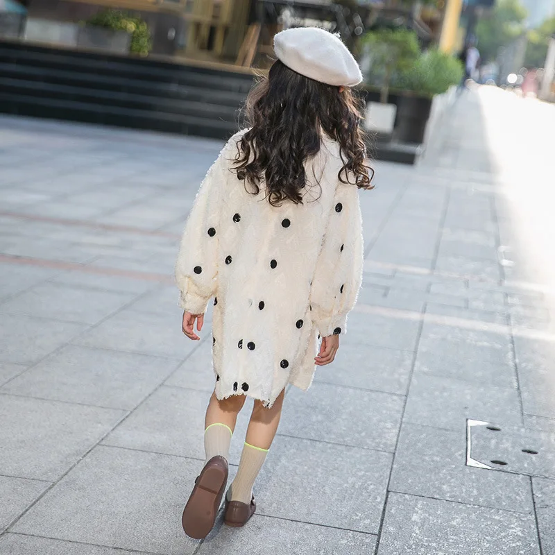 princesas toddler girl dresses cream pink polka dot dress with long sleeve 4-14Y elegant fall clothes girls autumn outfit | Детская
