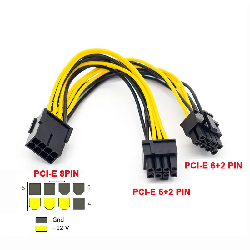 PCI-Express PCIE 8 Pin to Dual (6+2) VGA Graphic Video Card Adapter Power Supply Cable 20cm | Компьютеры и офис
