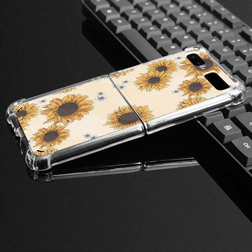 

Cover Phone Case for Samsung Galaxy Z Flip 5G z flip 6.7" Airbag Shockproof Capa Shell Flower Daisy sunflower TPU Soft Coque