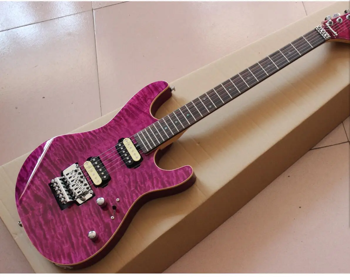 

Eelectric guitar.purple color flame maple top gitaar,handmade 6 stings guitarra,rosewood fingerboard.
