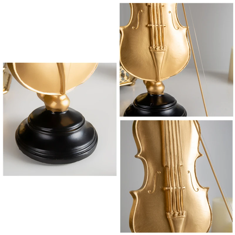

European Luxury Violin Figurines Sax Statuettes Resin Musical Instrument Note Model Decor Home Decoration Accessories Modern
