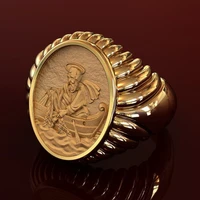 classic anniversary pope leo xiii fisherman rights ring statue male tail ring engagement wedding banquet ring birthday gift