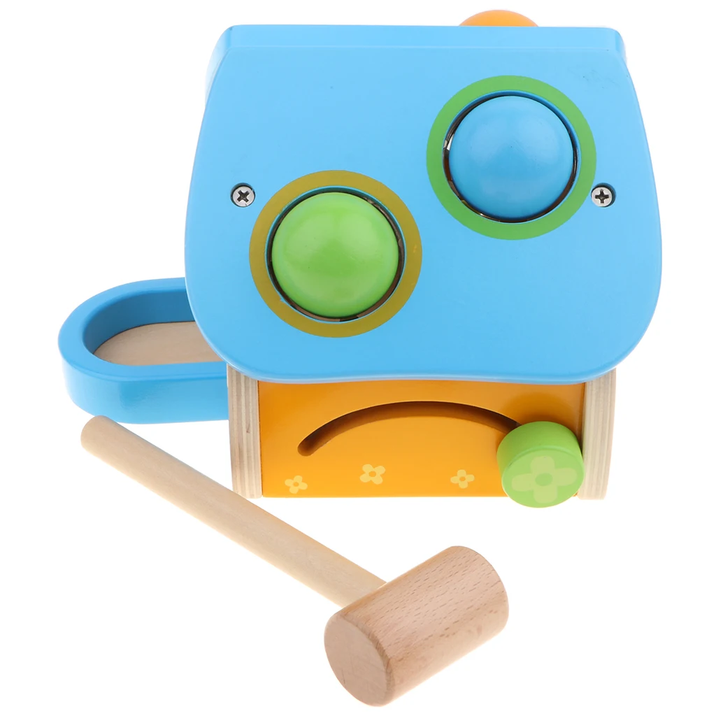 

Kids Baby Early Learning Montessori Knocking Ball Wooden Clock Blocks Toy