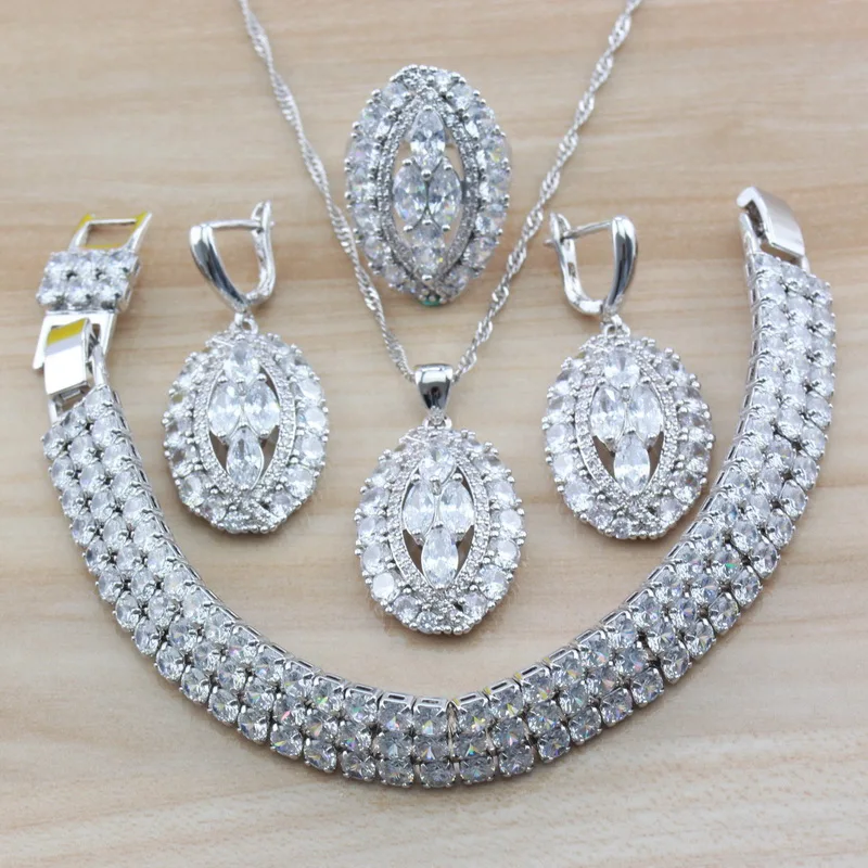 Австрийский натуральный белый камень CZ серебряный цвет женские свадебные