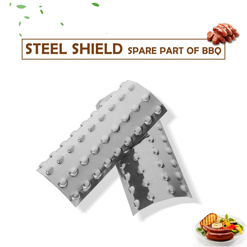 

2PCS BBQ Grill Accessories Stainless Steel Shield Barbecue Heat Protective Cover 17CM Funda Barbacoa