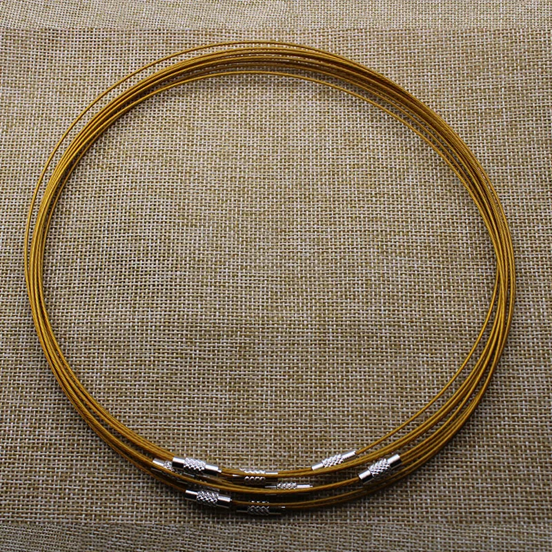 gold 10 шт. 1 мм проволока из нержавеющей стали, шнур, веревка, цепочка, колье, ожерелье для DIY ювелирных изделий, 18 дюймов, смешанные цвета Z952 - Цвет: gold