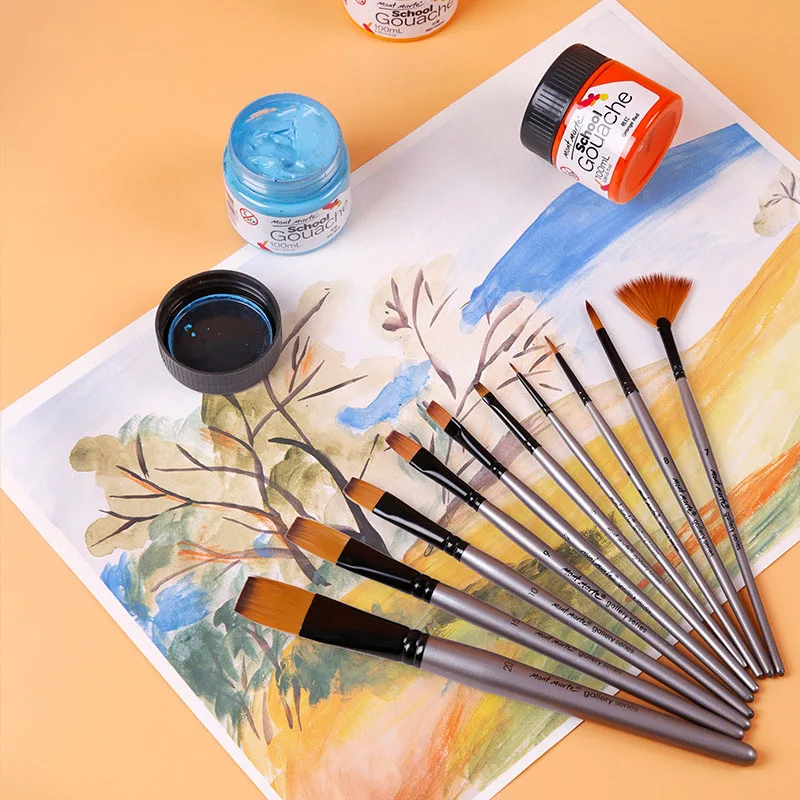 6 наборов масляных кистей Безворсовая ручка цифровая масляная щетка нейлоновая с
