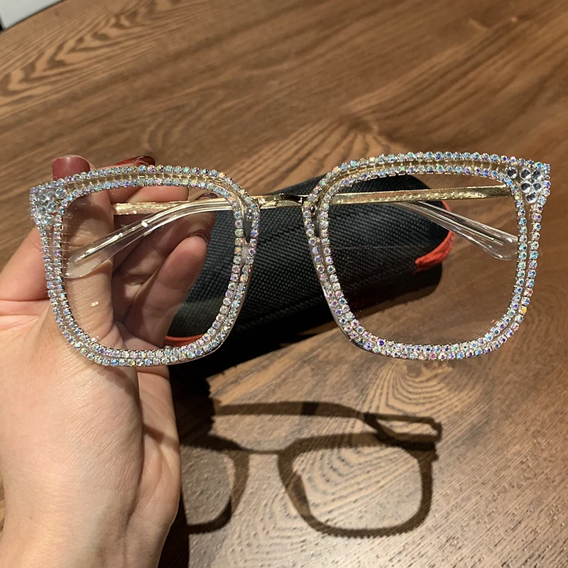 

Myopia Hyperopia Women Sunglasses Vintage clear lens glasses ladies luxury rhinestone eyeglasses men optical Shades