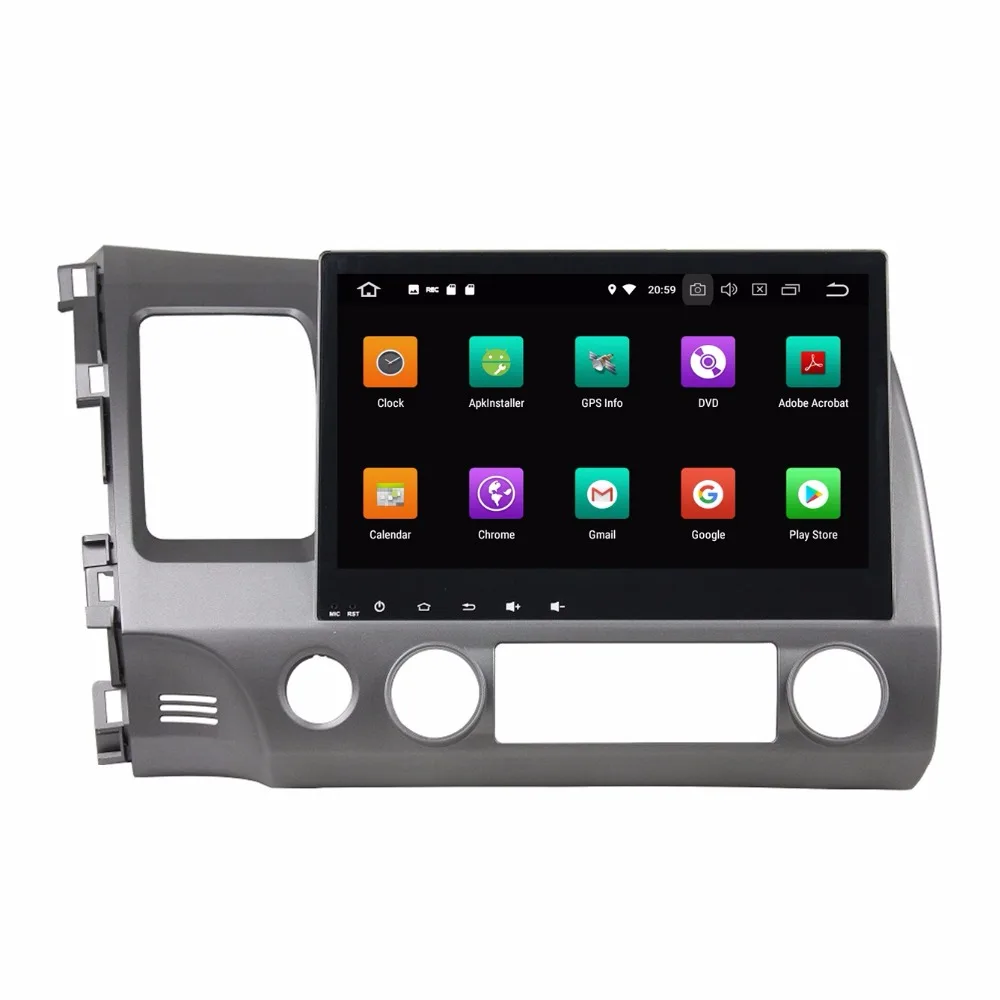 Автомобильный DVD-плеер Восьмиядерный экран 10 1 дюйма Android 9 0 GPS для Honda Civic 2006-2011 4 Гб