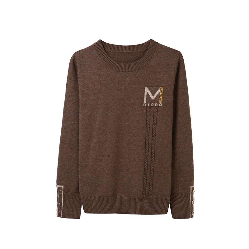 

Women's Jumper Solid Spring Autumn o Neck Long Sleeve Buttons Office Lady Sweaters Casual Elegant Knitted Wear for Female