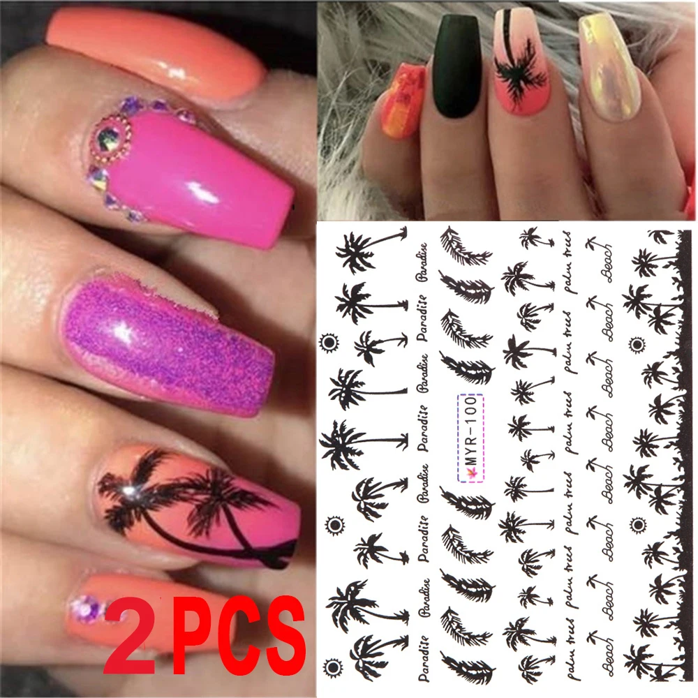 2 шт. наклейки для ногтей в тропическом стиле|Стикеры и наклейки| |