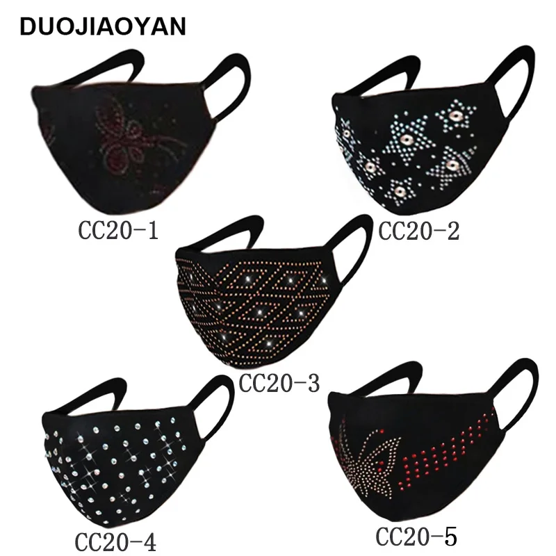 

Personality Trendy Sparkly Rhinestone Face Mask for Female Vintage Fashion Mouth Mask Washable Party Nightclub Jewelry Gift