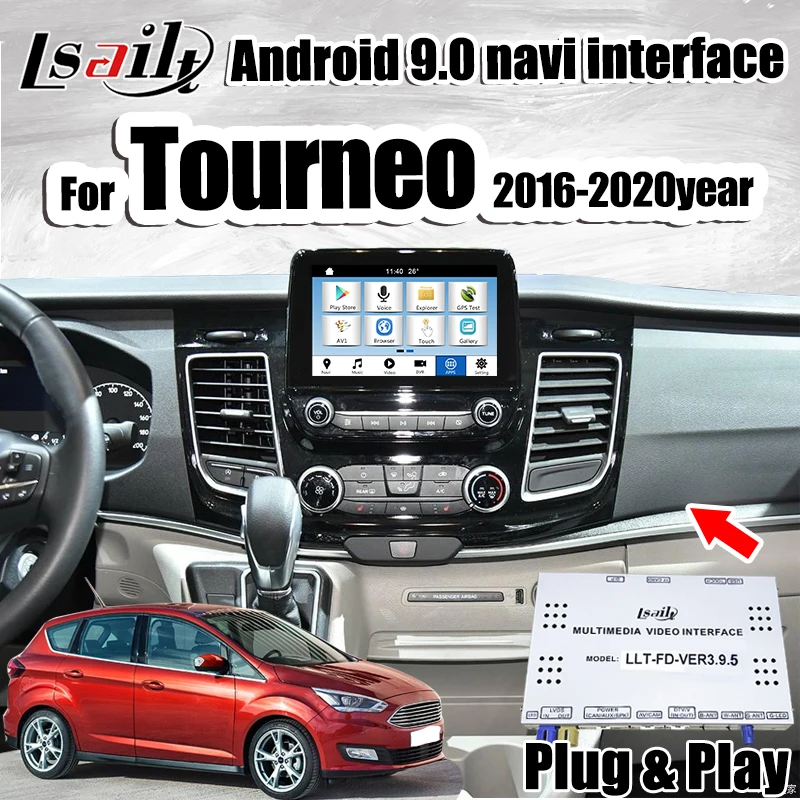 Android 9 0 мультимедийный видеоинтерфейс GPS навигатор для Ford Tourneo SYNC3 2016 Теперь