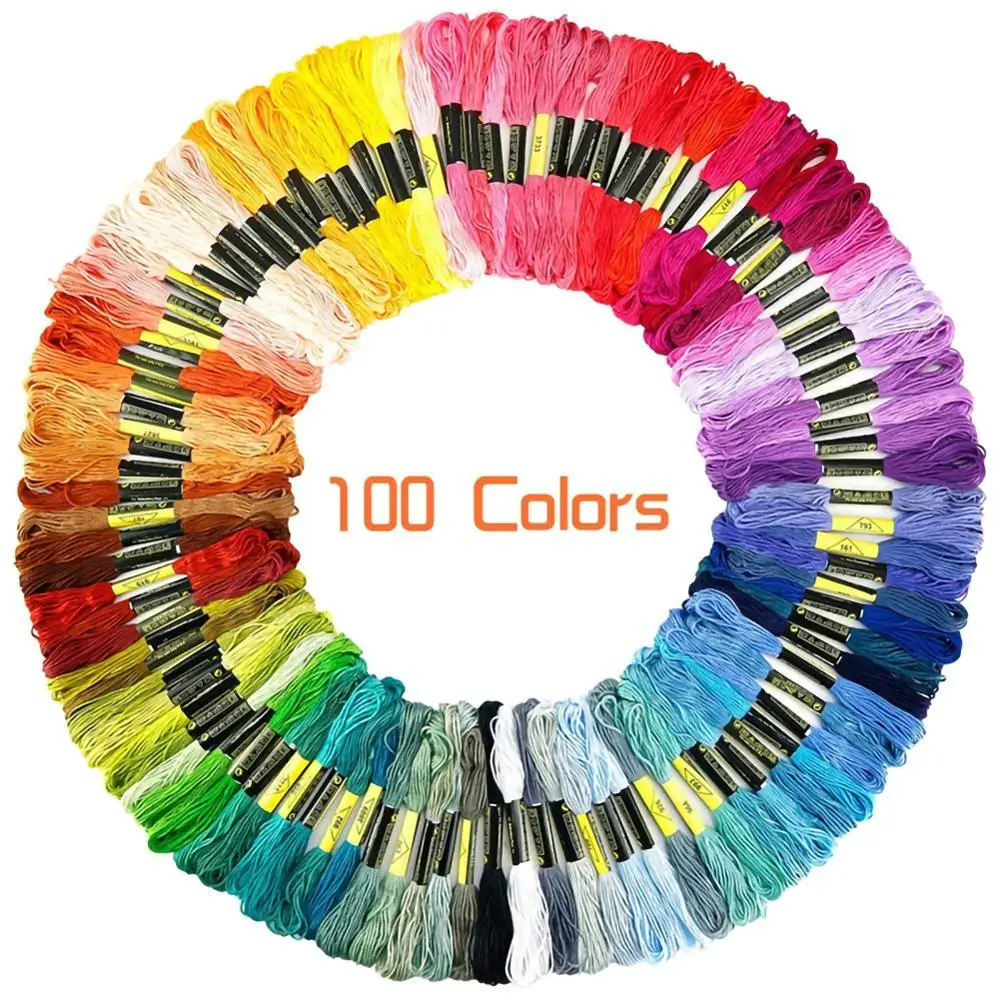 

100PCS Random Cross Stitch String Embroidery Thread 6 Strands Stitching Floss For Bracelets Weaving Sewing Embroidery Tools D20