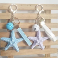 creative starfish keychain cute cartoon bell ocean toy keyring wome backpack pendant jingle key accessories charm jewelar