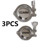 38 мм 51 мм 3 шт. санитарный фланец сварной наконечник + тройной зажим + PTFE или силиконовая прокладка из нержавеющей стали SUS SS 304 triclamp