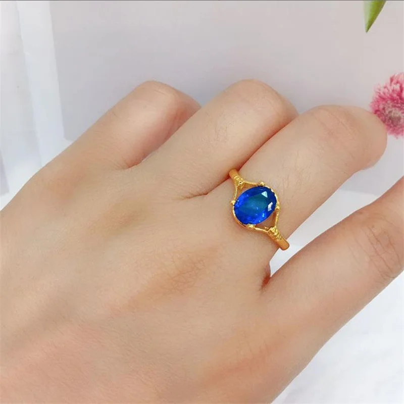 

MFY Fashion 3 Color Oval Open Ring For Women Wedding Engagement Party Jewelry Female Copper Adjustable Hand Accessories