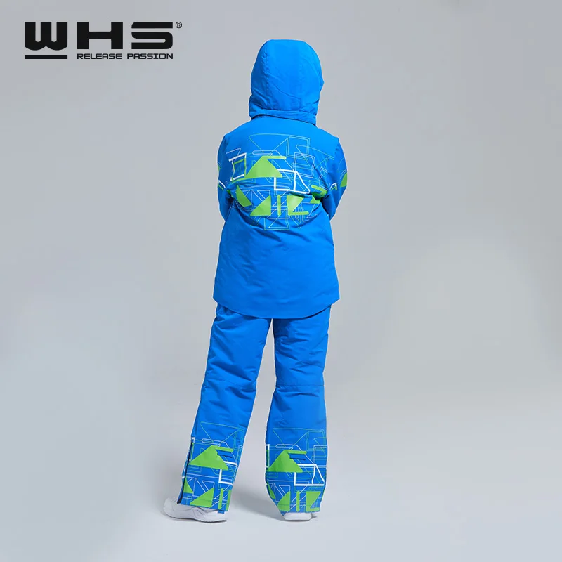 WHS НОВЫЕ Мальчики лыжный костюм ребенок снег куртка и брюки водонепроницаемый