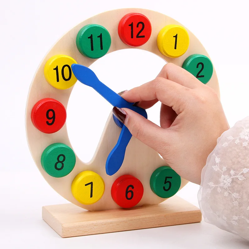 

Montessori Wooden Toys Time Clock Educational Childhood Learning Kid Toy Baby Colorful Wooden Block Set Enlightenment Children