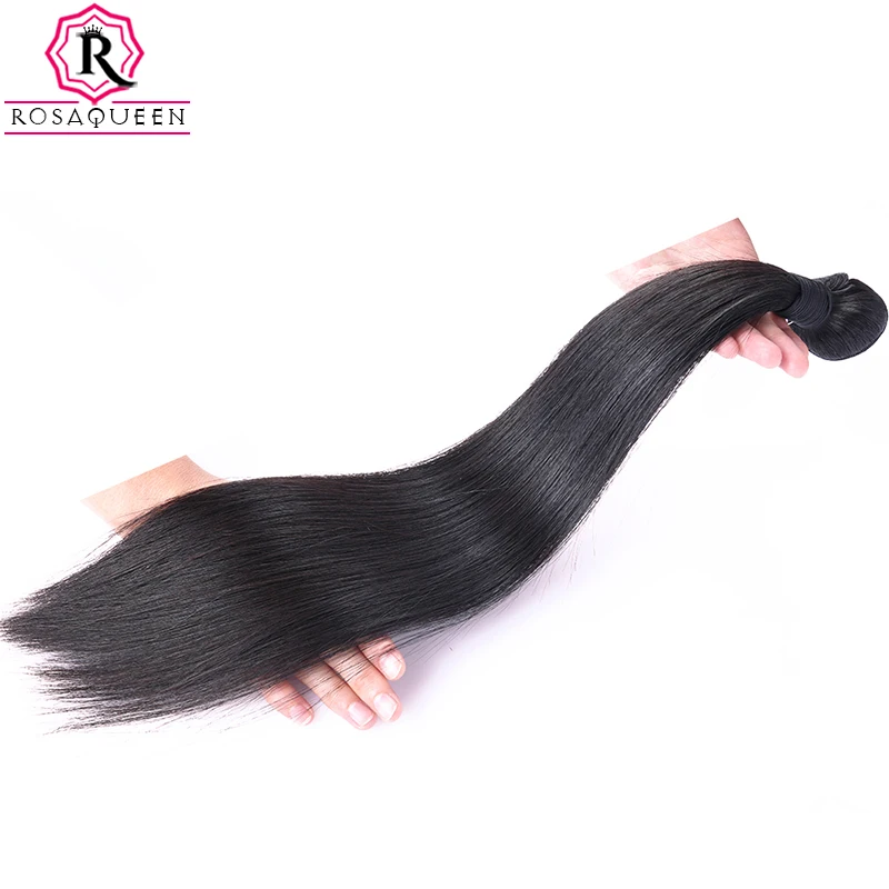 

Straight Hair Weaves Human Hair Bundles With Closure 100% Human Malaysian Virgin Remy Natural Black Hair Weave Rosa Queen