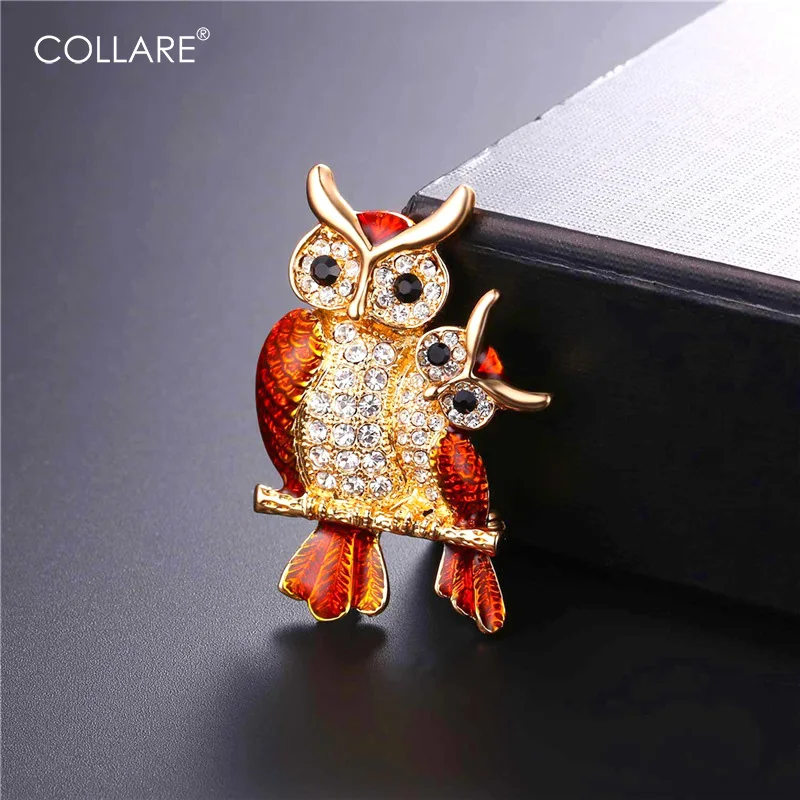 

Collare Owl Brooches For Women Crystal Rhinestone Pin Brooch Gold/Silver Color Enamel Pin Men Jewelry B100